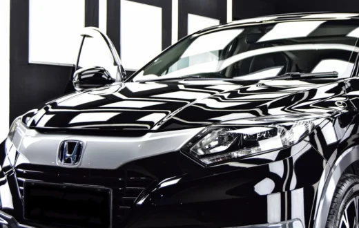 Proses merawat cat mobil warna hitam menggunakan kain microfiber berkualitas untuk menghindari baret halus.